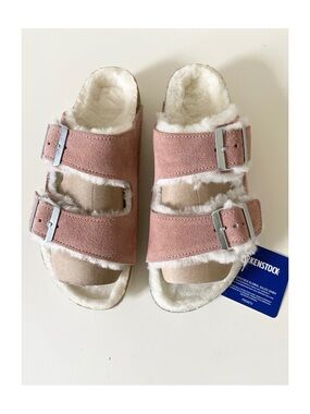 Birkenstock Arizona Shearling Sz 38 US 7 - 7.5 Suede Leather in Pink Clay